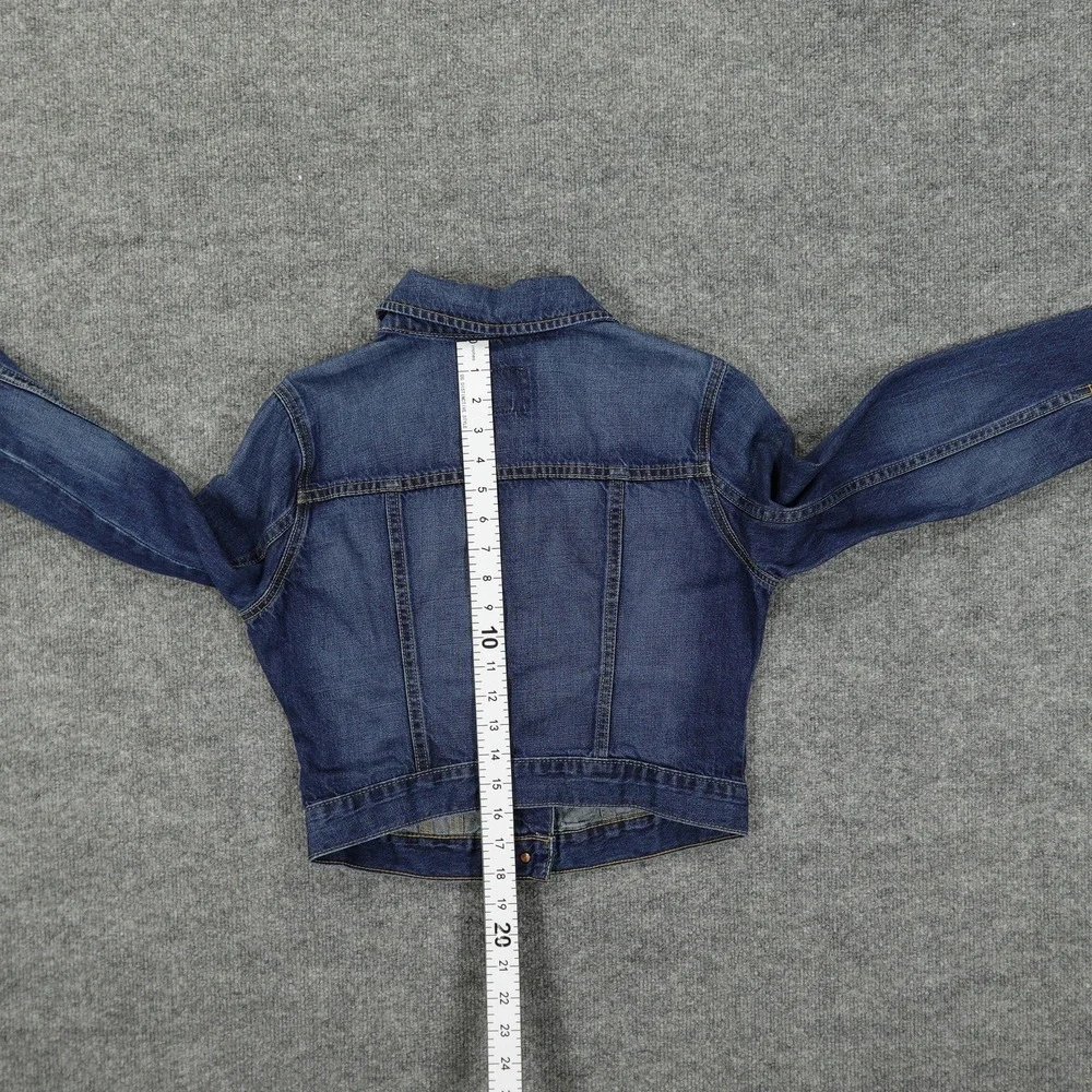 Old Navy Jacket Girls Small Blue Denim Trucker Button Front Jean Pockets